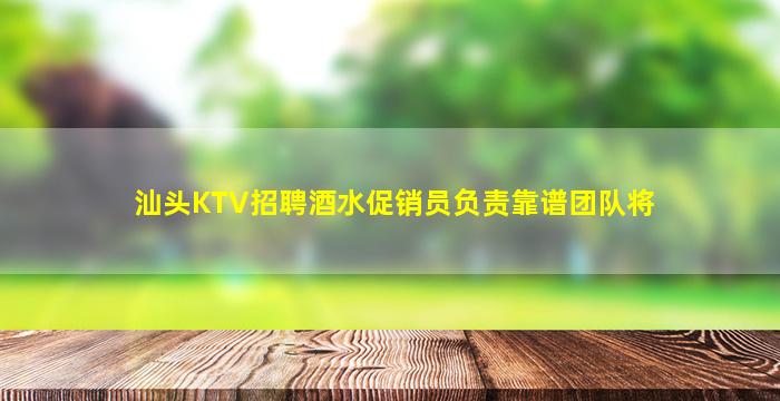 汕头KTV招聘酒水促销员负责靠谱团队将